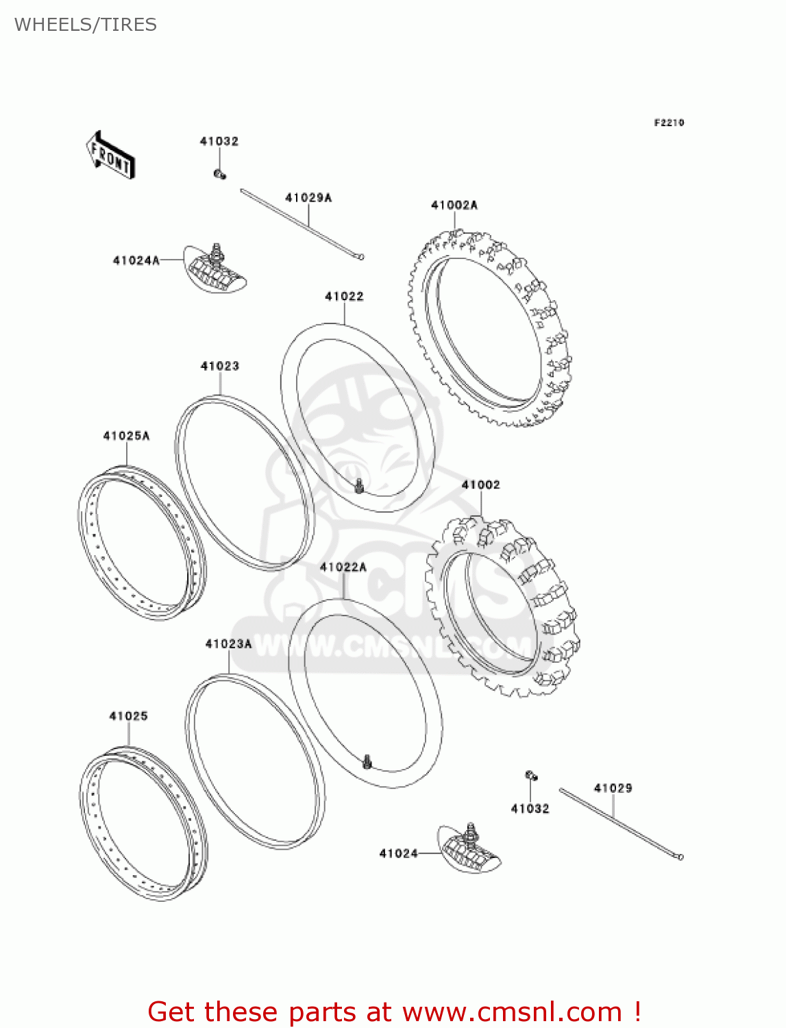 WHEELS/TIRES KDX220-A8 KDX220R 2001 USA CANADA