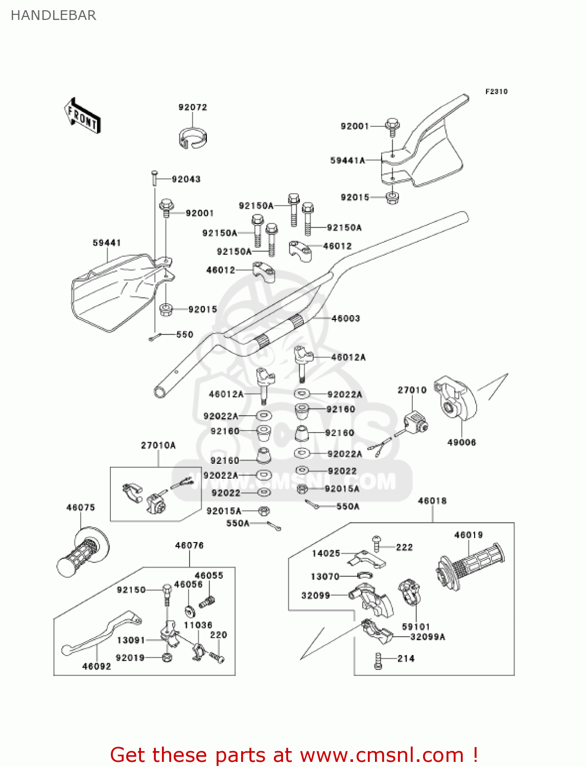 HANDLEBAR KDX220-A8 KDX220R 2001 USA CANADA