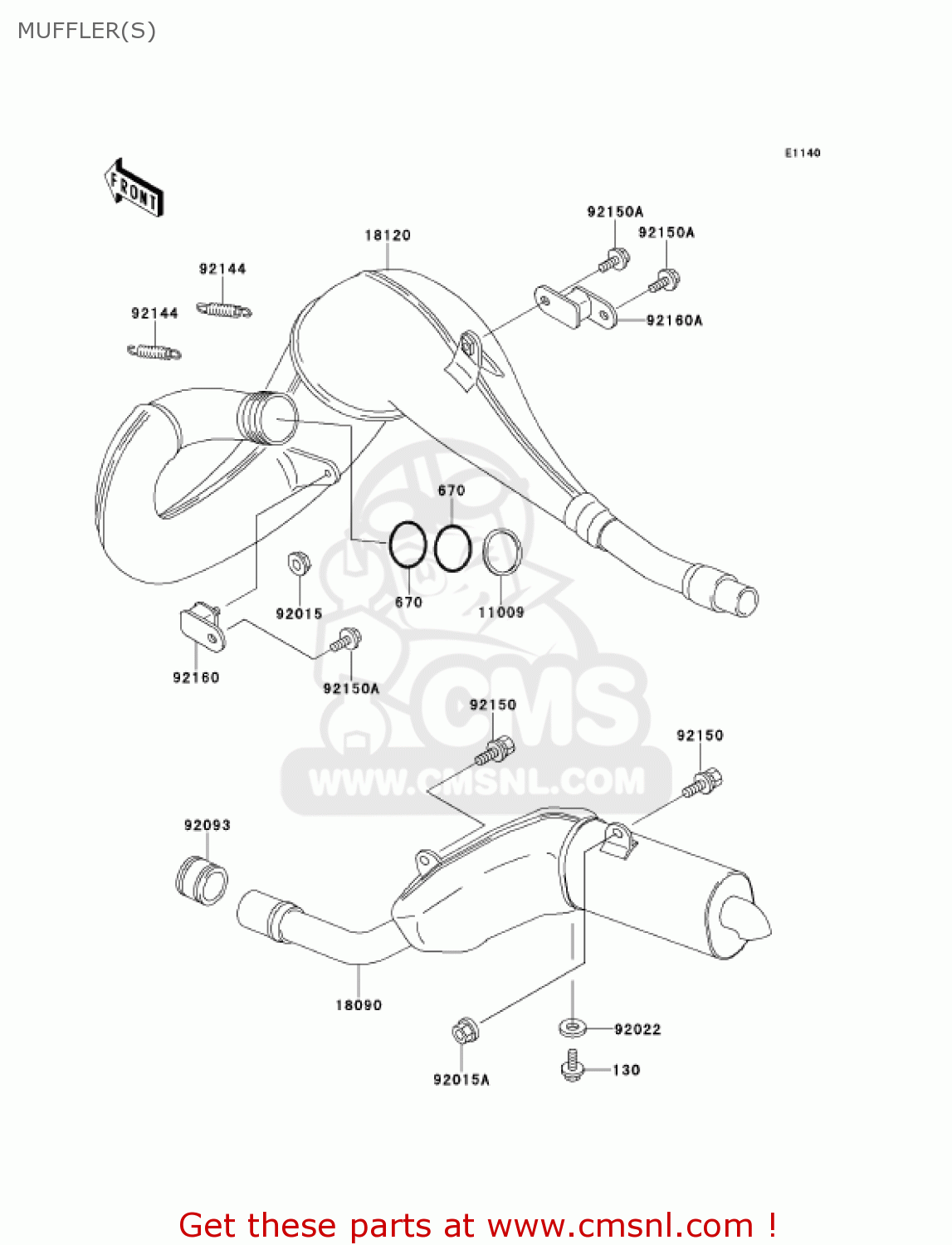 MUFFLER(S) KDX220-A8 KDX220R 2001 USA CANADA