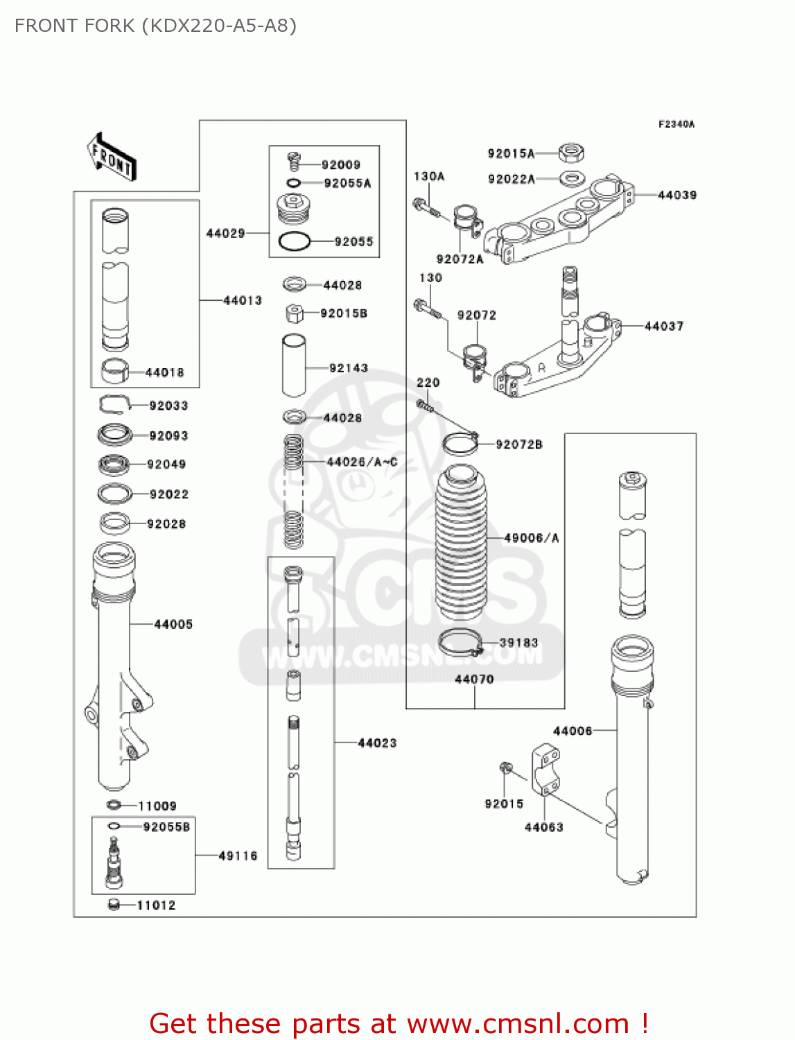 FRONT FORK (KDX220-A5-A8) KDX220-A8 KDX220R 2001 USA CANADA
