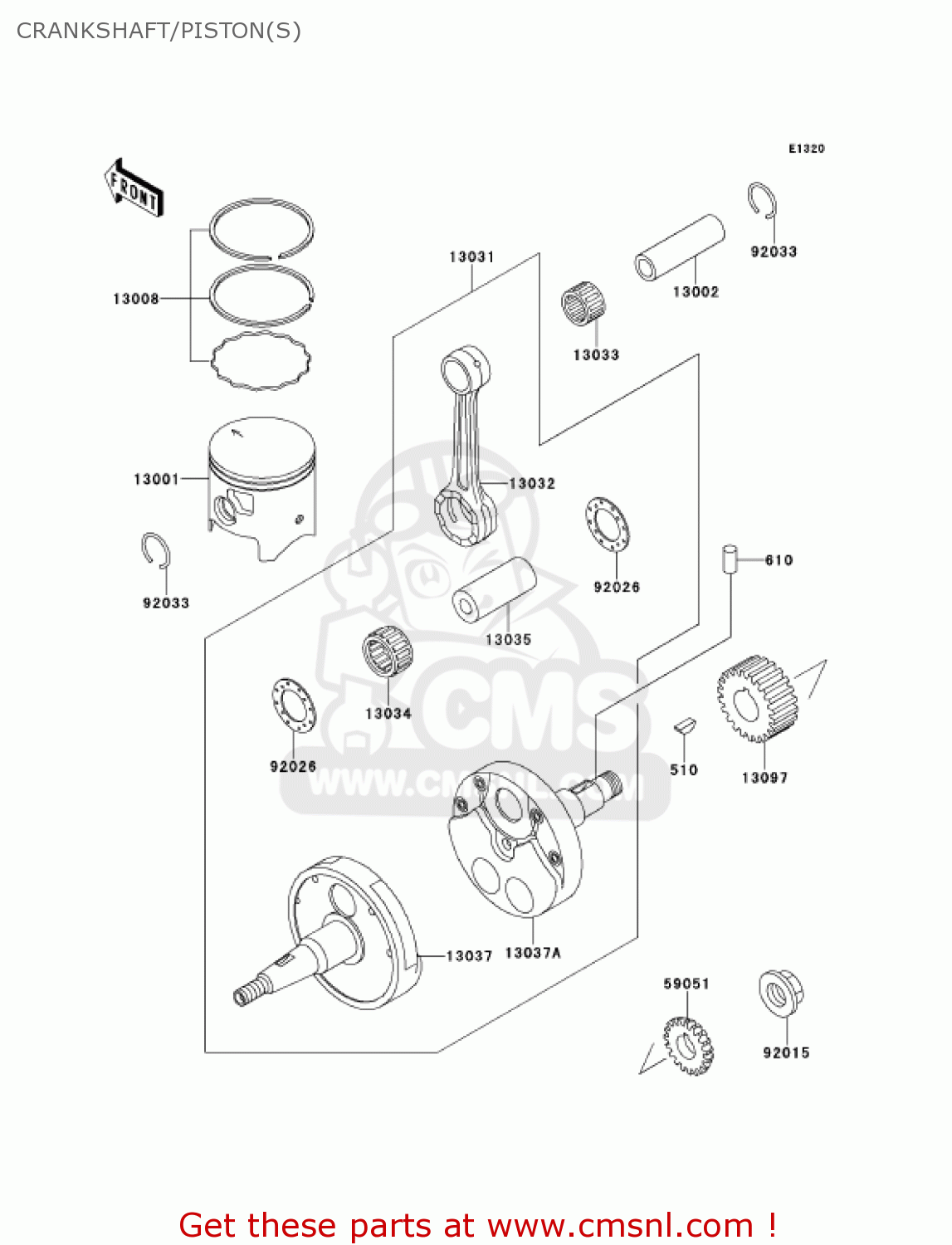 CRANKSHAFT/PISTON(S) KDX220-A8 KDX220R 2001 USA CANADA