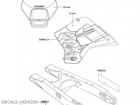 DECALS (KDX220-A8) - KDX220-A8 KDX220R 2001 USA CANADA