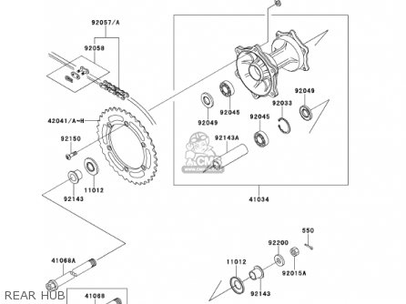 REAR HUB - KDX220-A8 KDX220R 2001 USA CANADA
