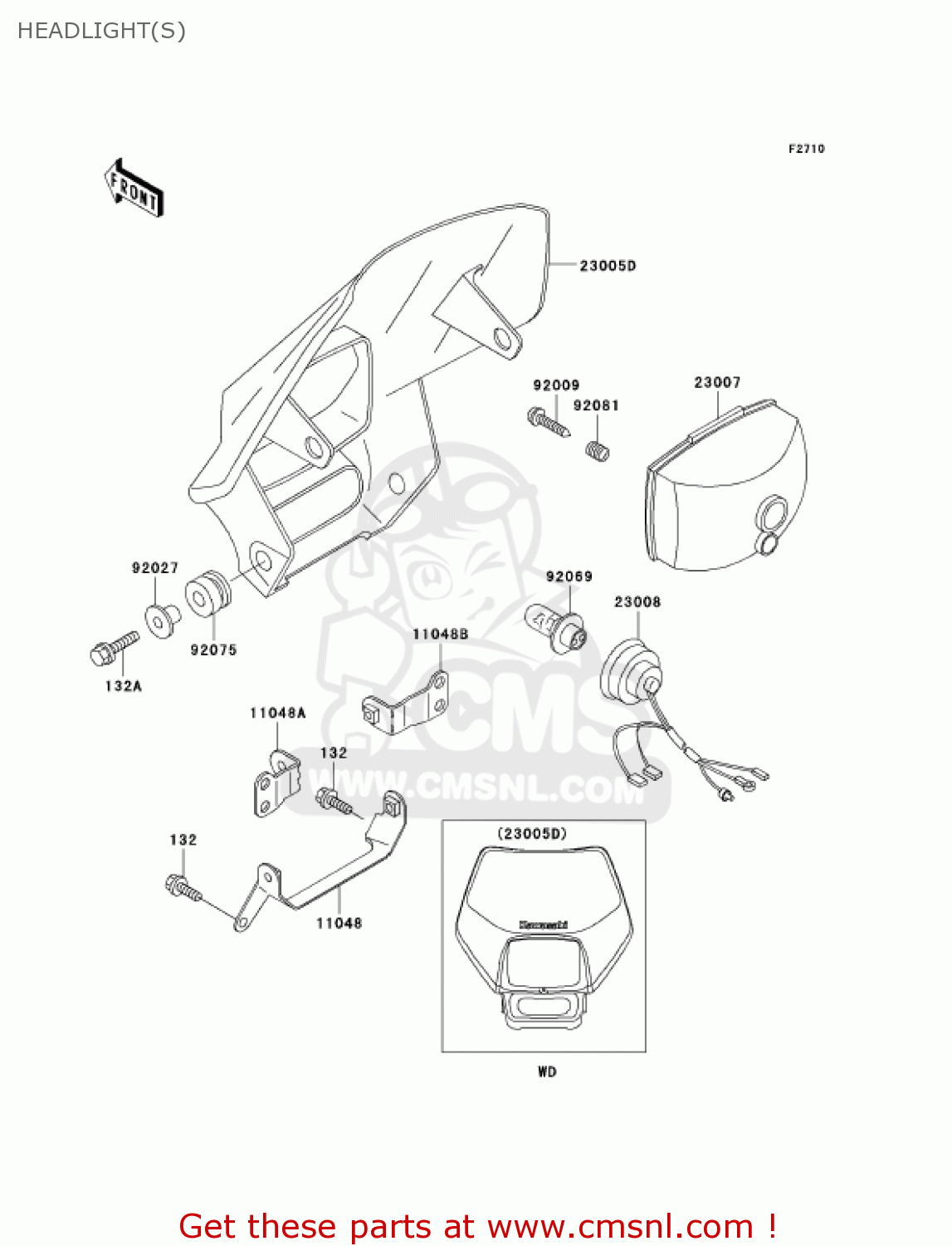 HEADLIGHT(S) KDX220-A9 KDX220R 2002 USA CANADA