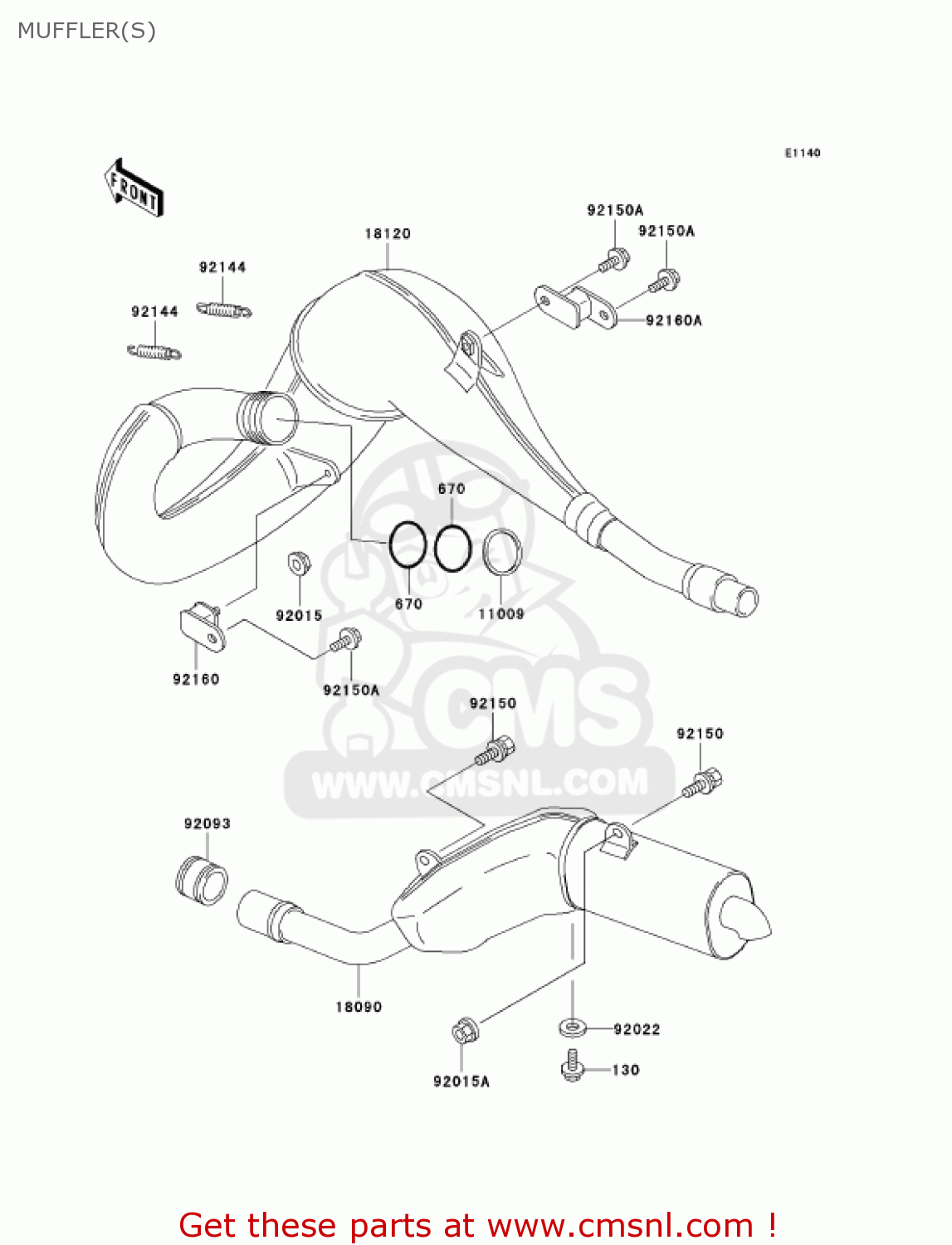 MUFFLER(S) KDX220-A9 KDX220R 2002 USA CANADA