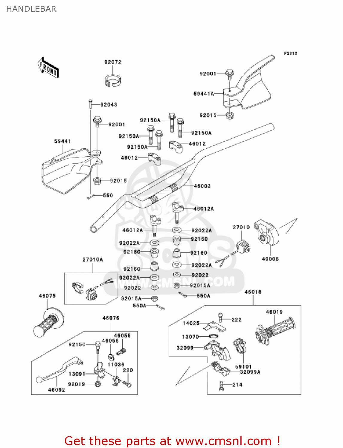 HANDLEBAR KDX220-A9 KDX220R 2002 USA CANADA