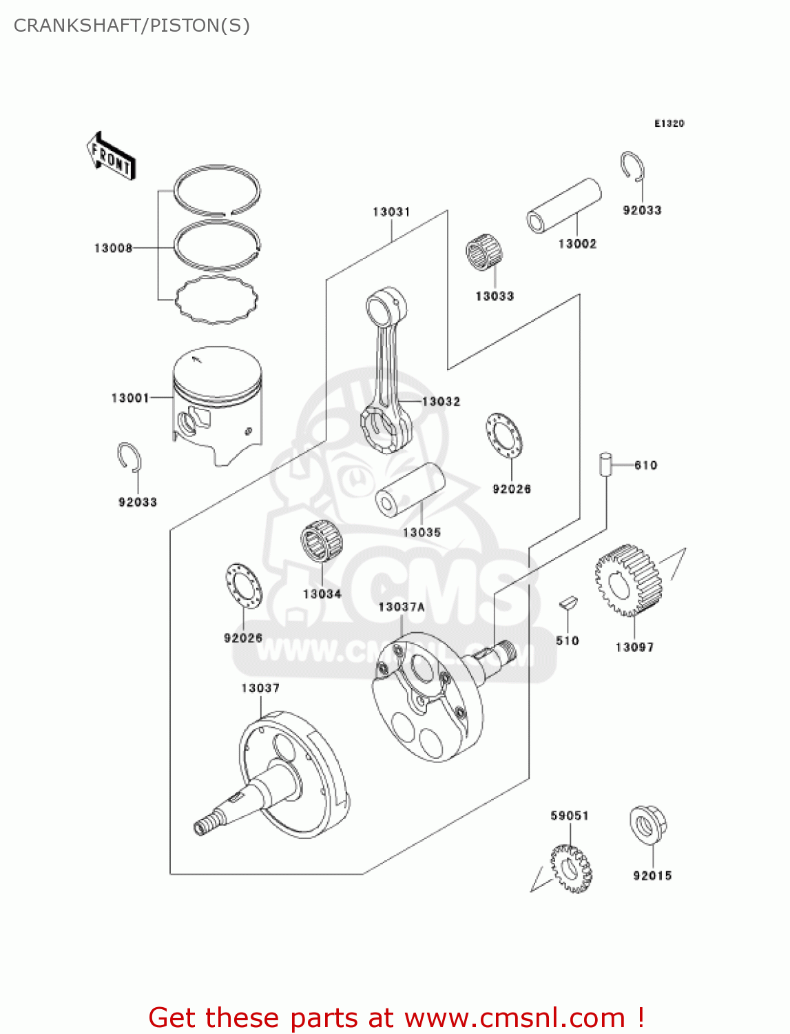 CRANKSHAFT/PISTON(S) KDX220-A9 KDX220R 2002 USA CANADA