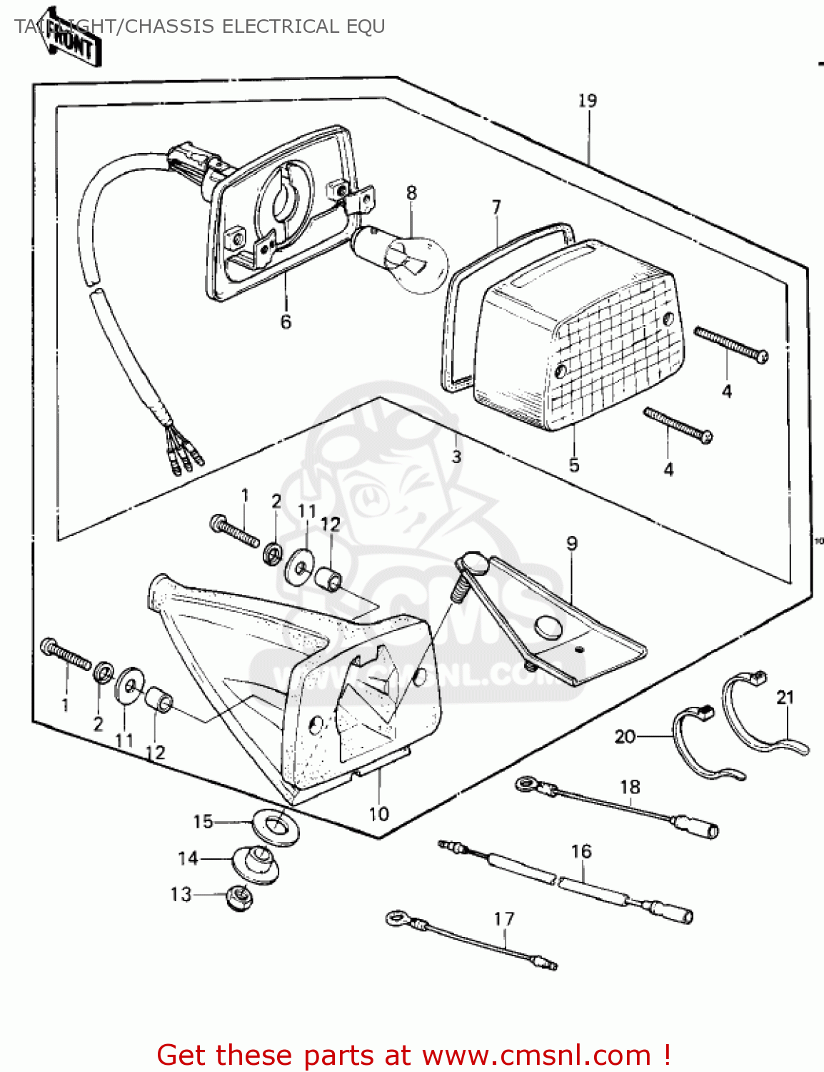 TAILLIGHT/CHASSIS ELECTRICAL EQU KDX250-A1 KDX250 1980 USA CALIFORNIA