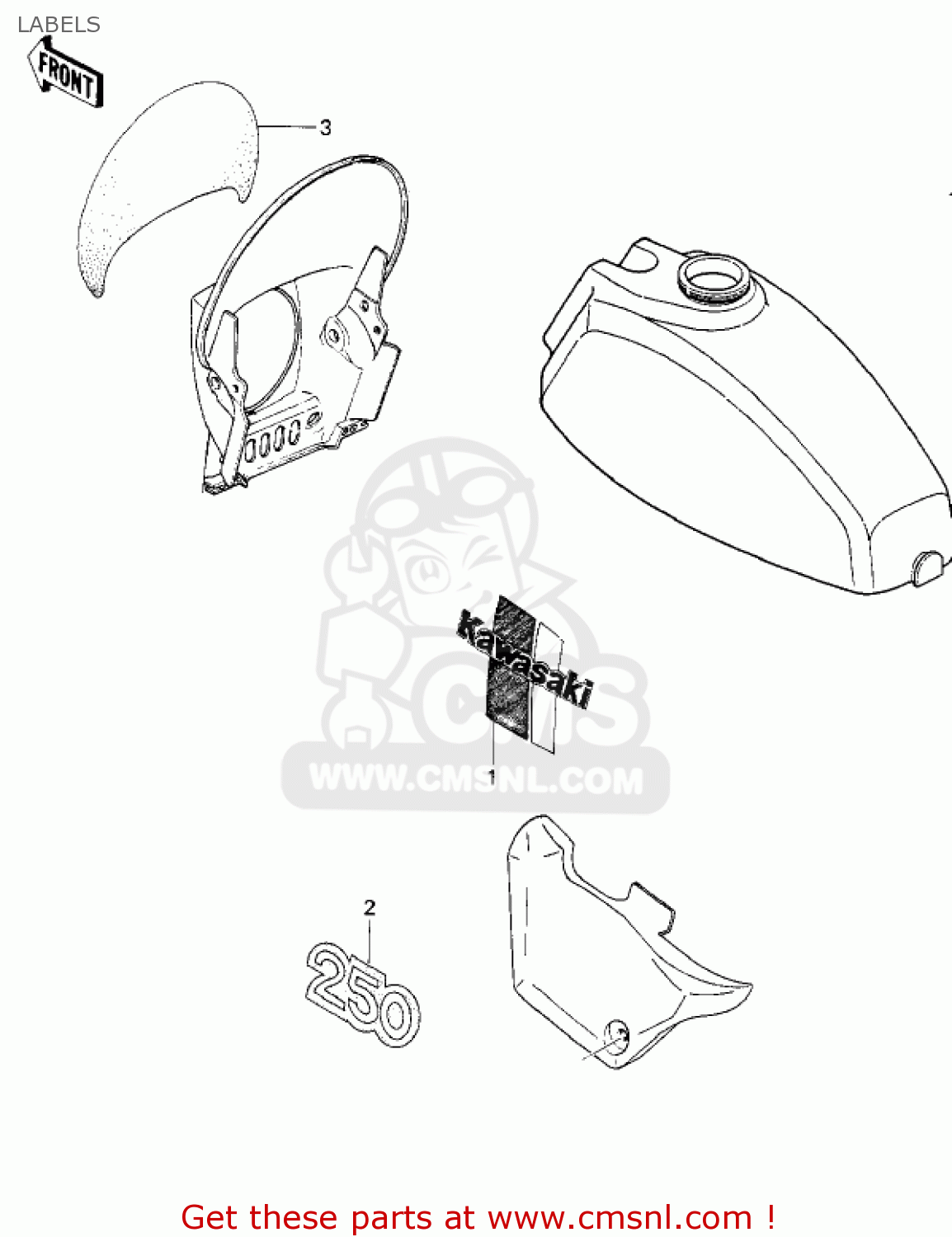 LABELS KDX250-A1 KDX250 1980 USA CALIFORNIA
