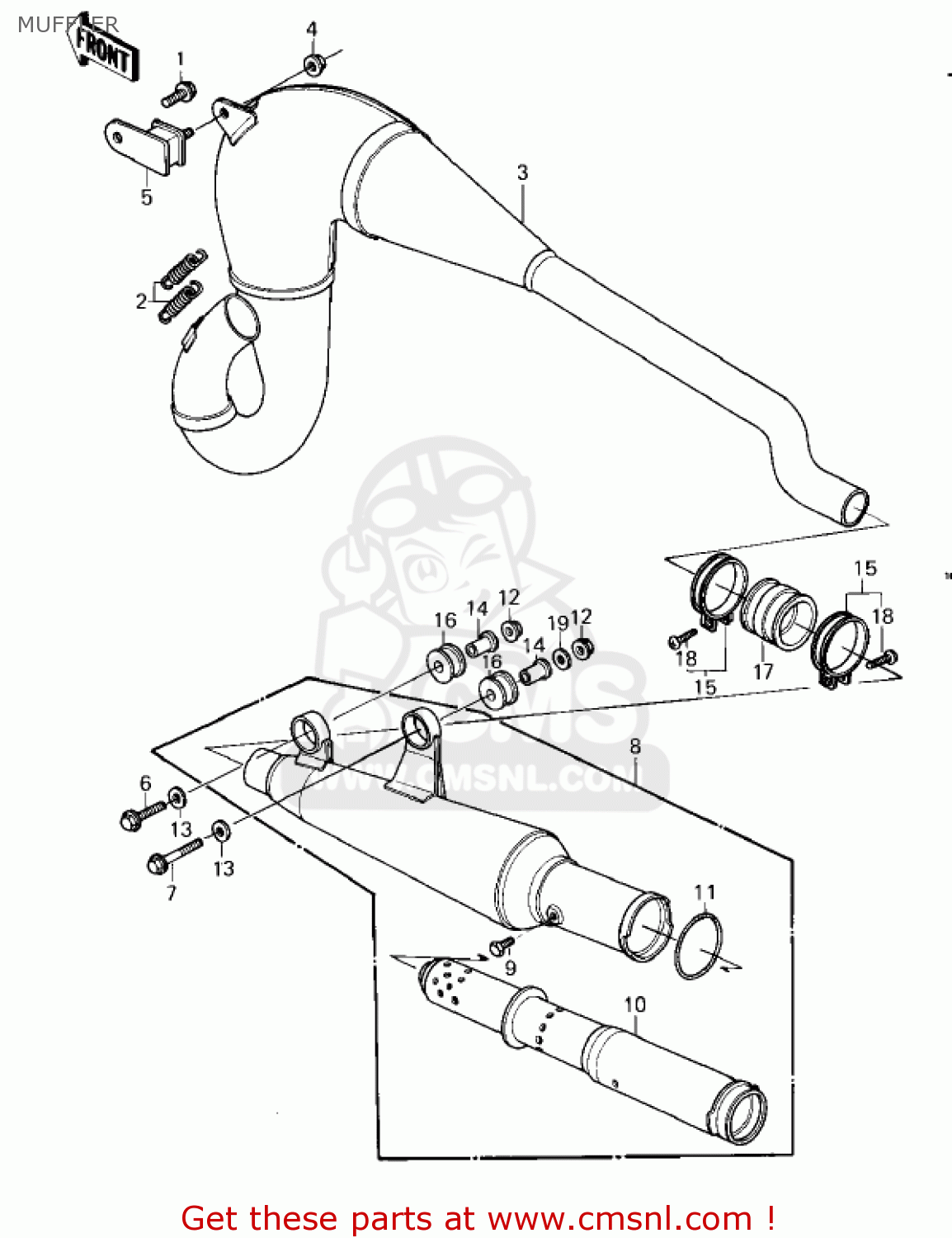 MUFFLER KDX250-A1 KDX250 1980 USA CALIFORNIA