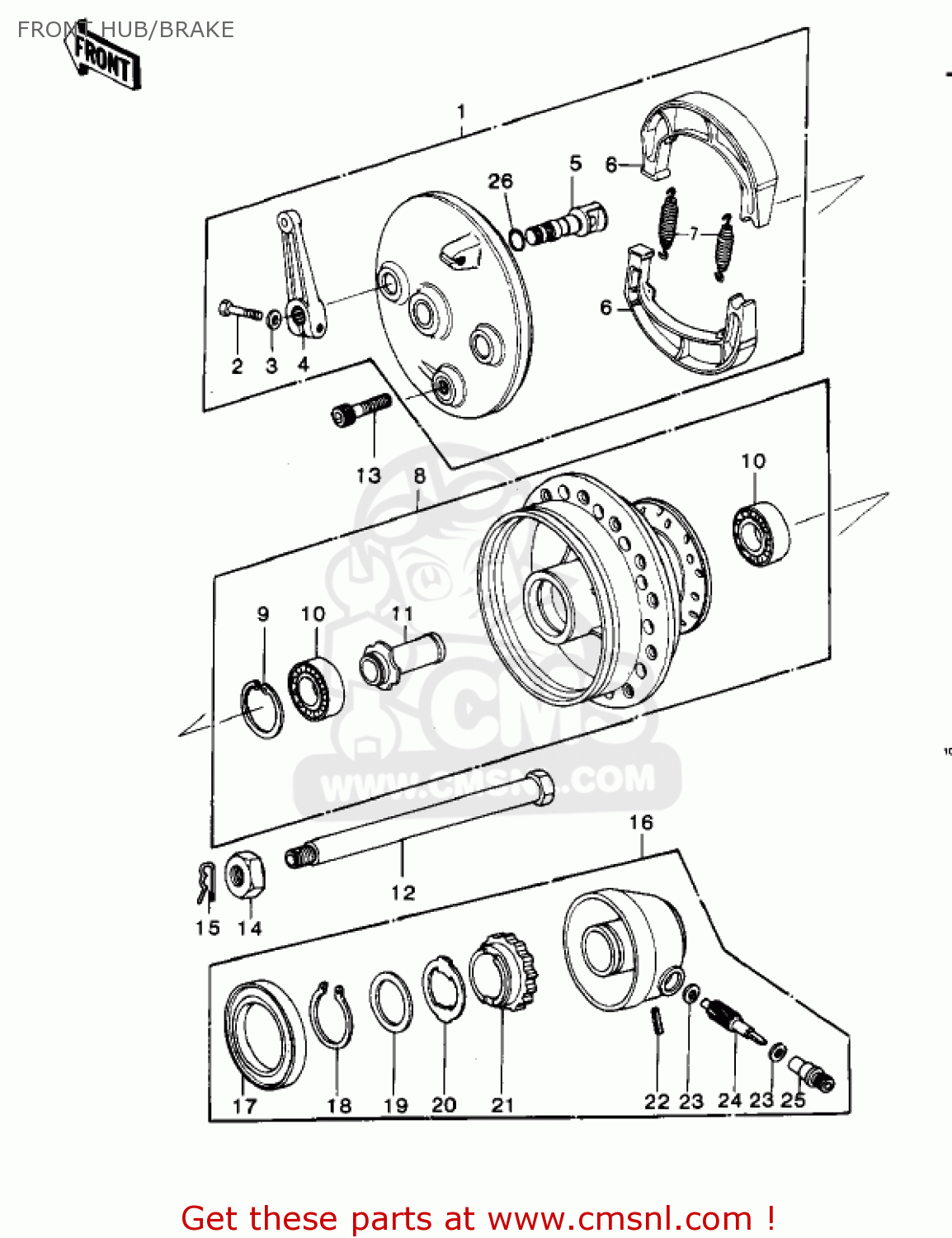 FRONT HUB/BRAKE KDX250-A1 KDX250 1980 USA CALIFORNIA