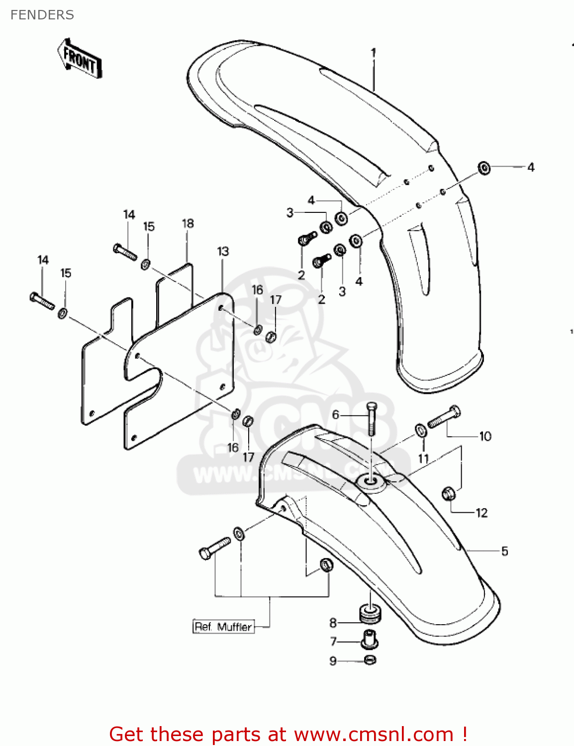 FENDERS KDX250-A1 KDX250 1980 USA CALIFORNIA