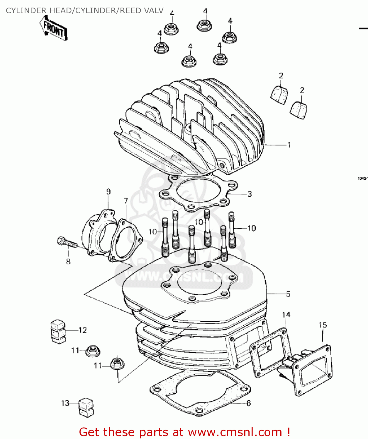CYLINDER HEAD/CYLINDER/REED VALV KDX250-A1 KDX250 1980 USA CALIFORNIA