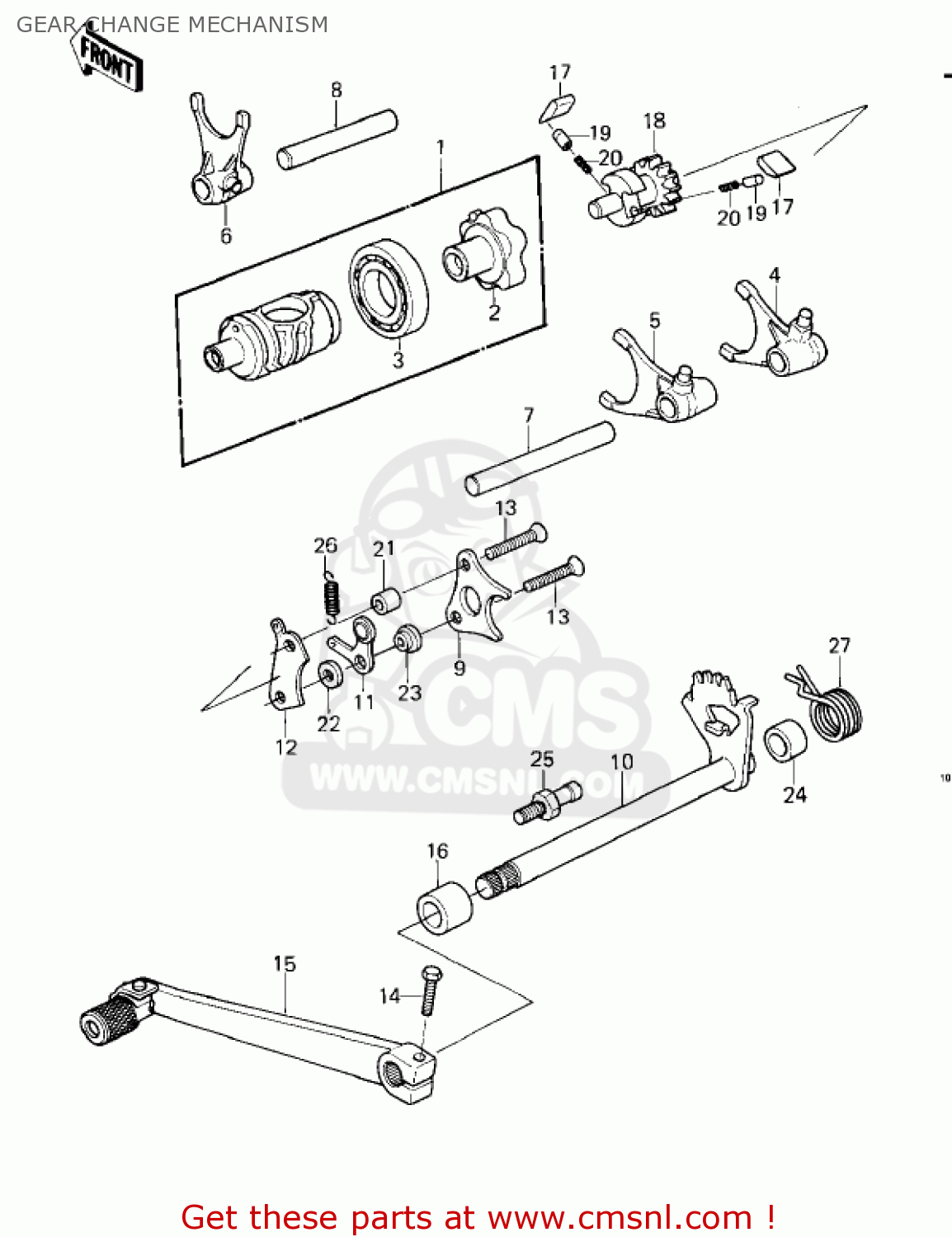 GEAR CHANGE MECHANISM KDX250-A1 KDX250 1980 USA CALIFORNIA