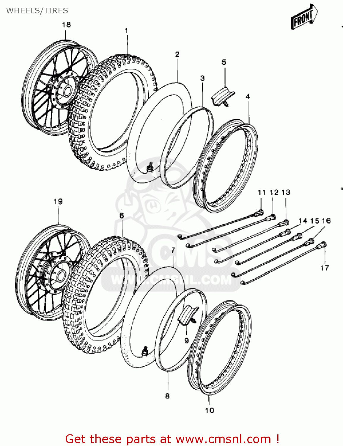 WHEELS/TIRES KDX250-A1 KDX250 1980 USA CALIFORNIA