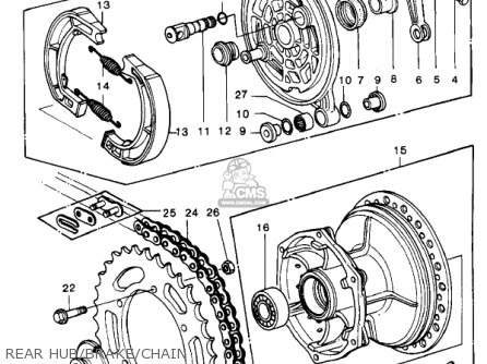 REAR HUB/BRAKE/CHAIN - KDX250-A1 KDX250 1980 USA CALIFORNIA
