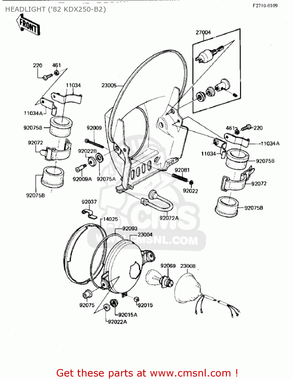 HEADLIGHT ('82 KDX250-B2) KDX250-B1 KDX250 1981 USA CALIFORNIA CANADA