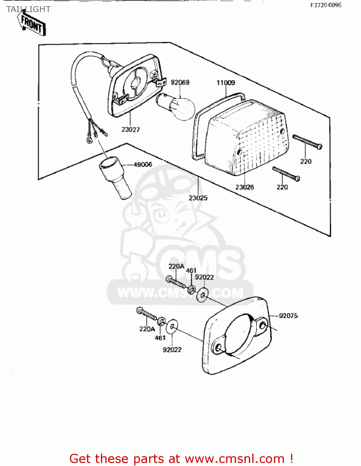 TAILLIGHT KDX250-B1 KDX250 1981 USA CALIFORNIA CANADA