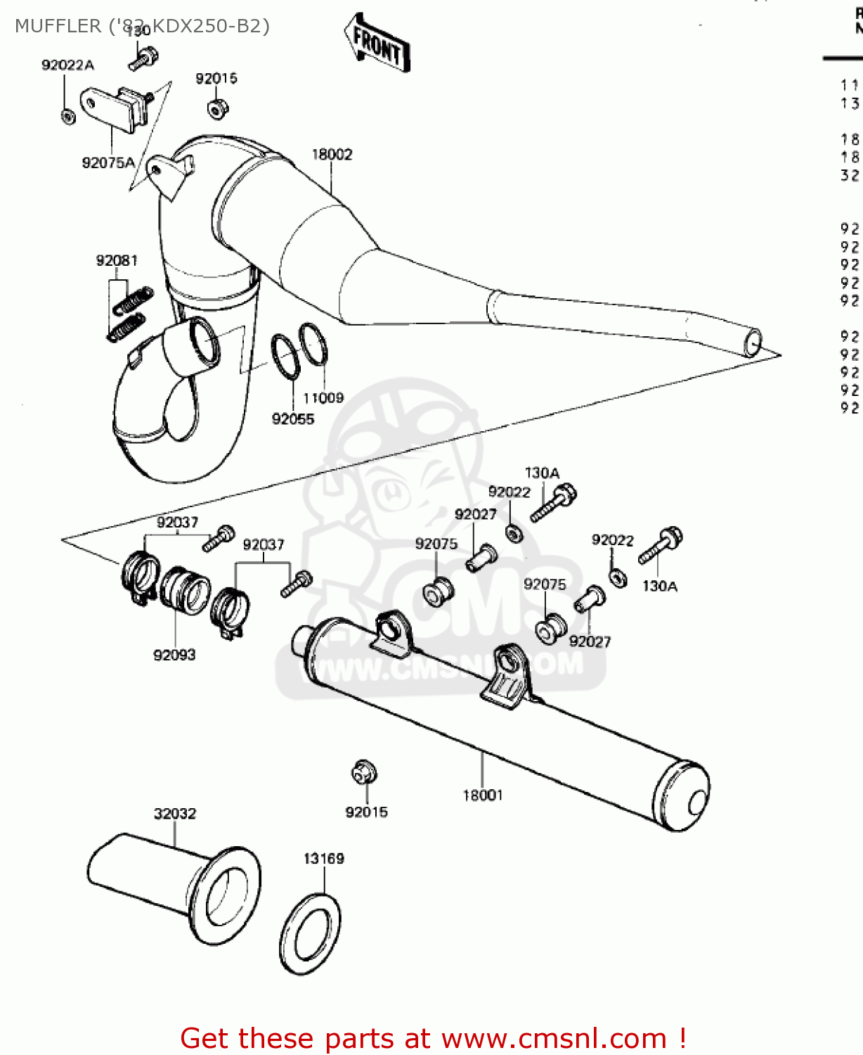 MUFFLER ('82 KDX250-B2) KDX250-B1 KDX250 1981 USA CALIFORNIA CANADA