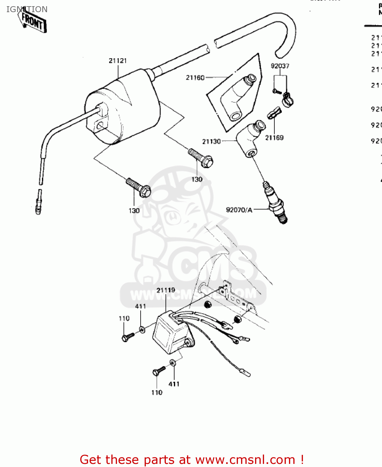 IGNITION KDX250-B1 KDX250 1981 USA CALIFORNIA CANADA