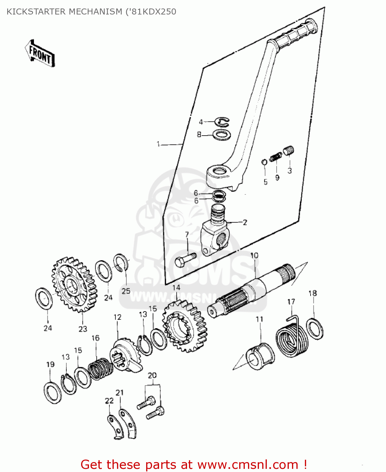 KICKSTARTER MECHANISM ('81KDX250 KDX250-B1 KDX250 1981 USA CALIFORNIA CANADA