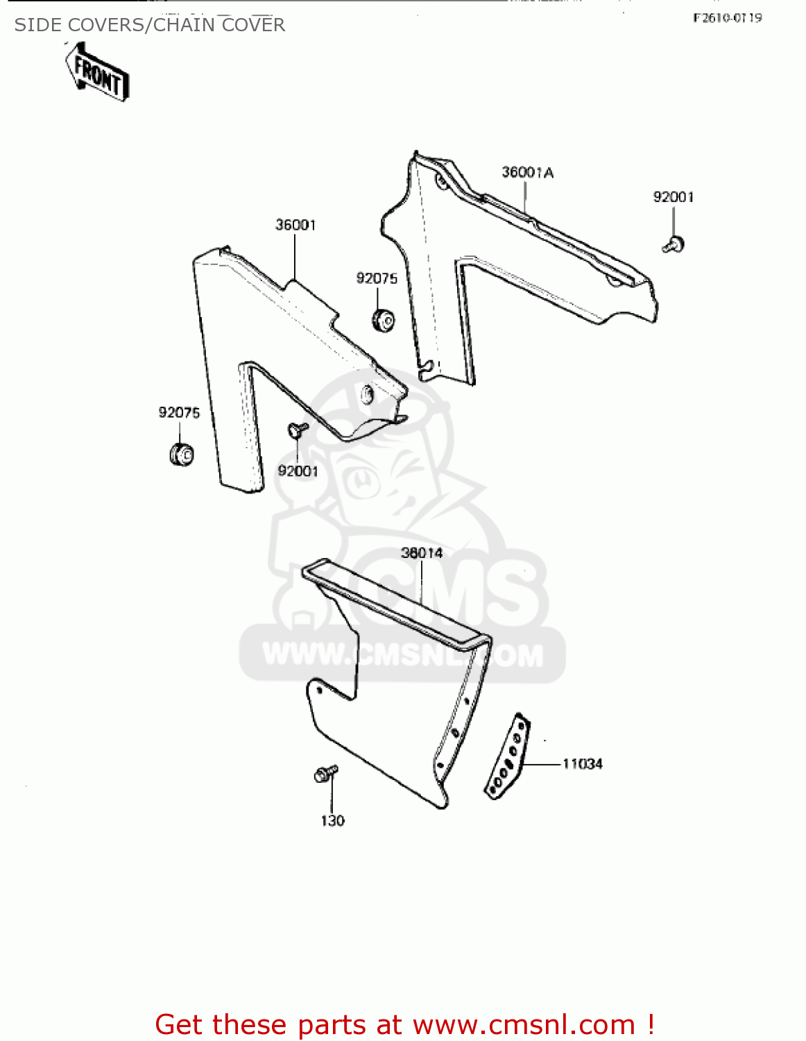 SIDE COVERS/CHAIN COVER KDX250-B1 KDX250 1981 USA CALIFORNIA CANADA