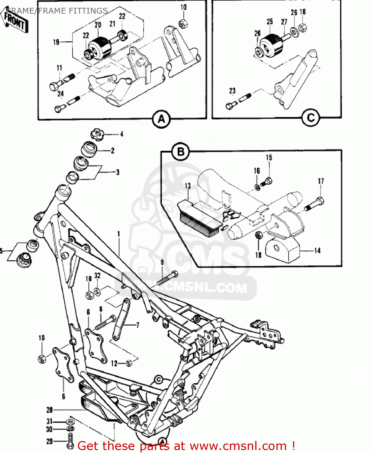 FRAME/FRAME FITTINGS KDX250-B1 KDX250 1981 USA CALIFORNIA CANADA