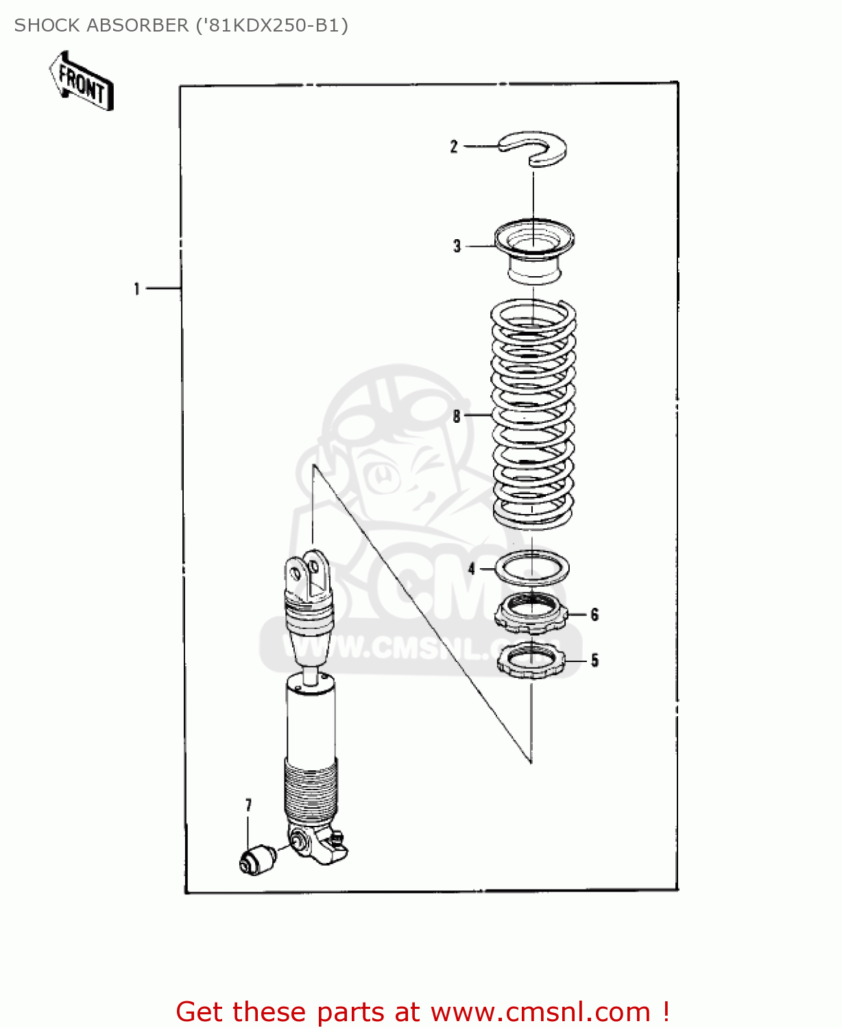 SHOCK ABSORBER ('81KDX250-B1) KDX250-B1 KDX250 1981 USA CALIFORNIA CANADA