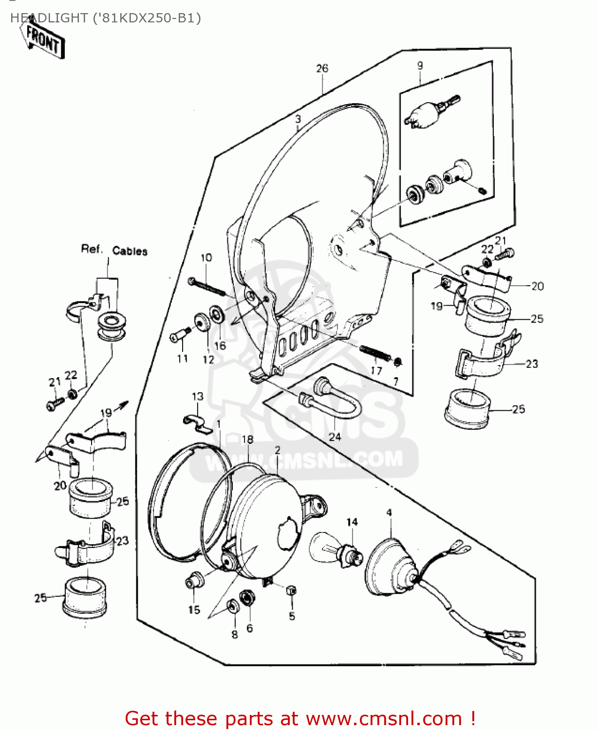 HEADLIGHT ('81KDX250-B1) KDX250-B1 KDX250 1981 USA CALIFORNIA CANADA
