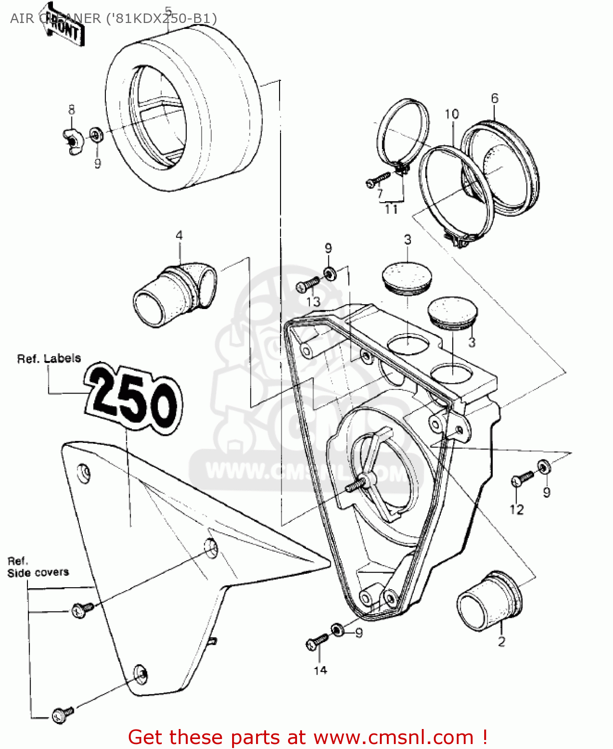 AIR CLEANER ('81KDX250-B1) KDX250-B1 KDX250 1981 USA CALIFORNIA CANADA