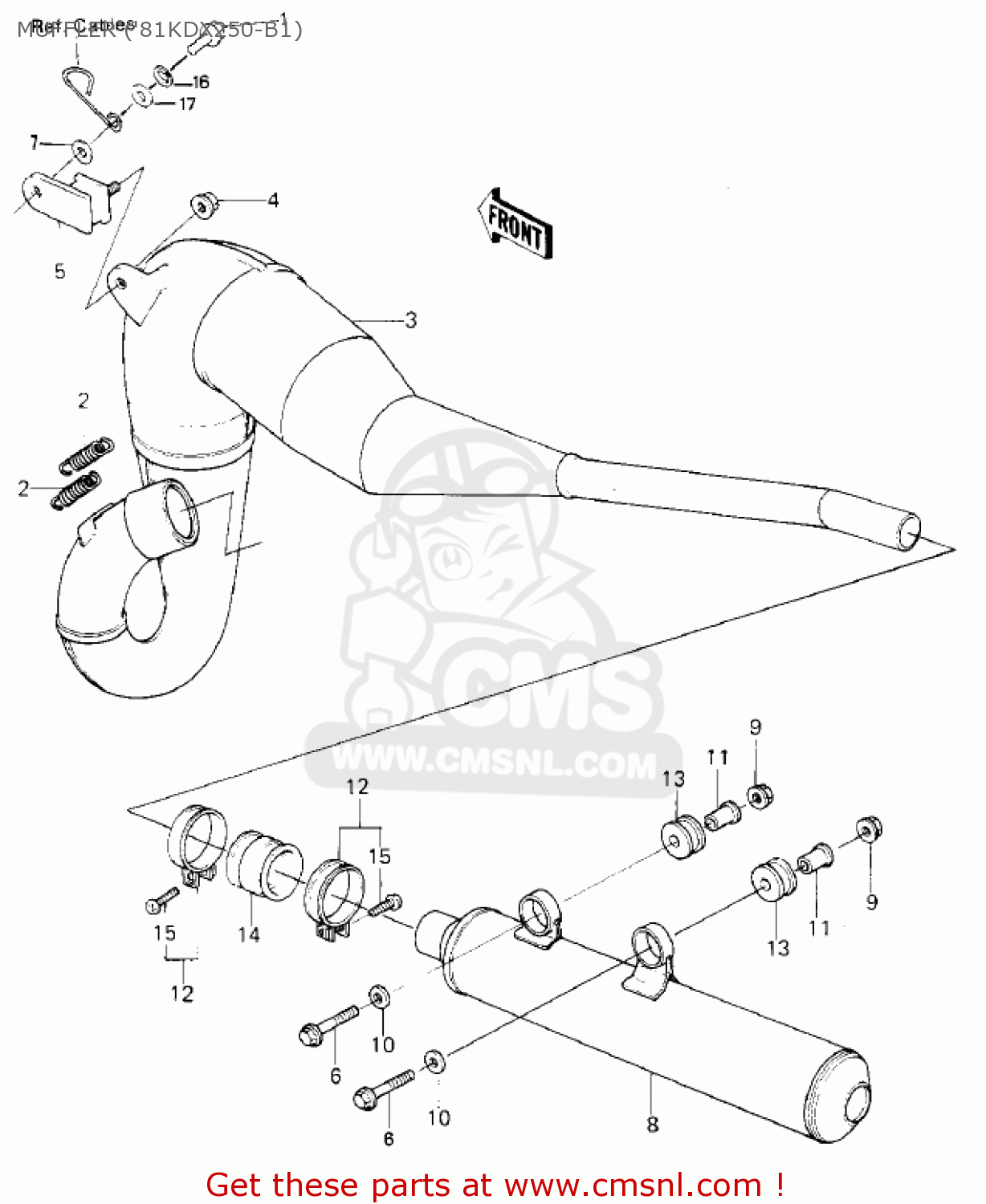 MUFFLER ('81KDX250-B1) KDX250-B1 KDX250 1981 USA CALIFORNIA CANADA