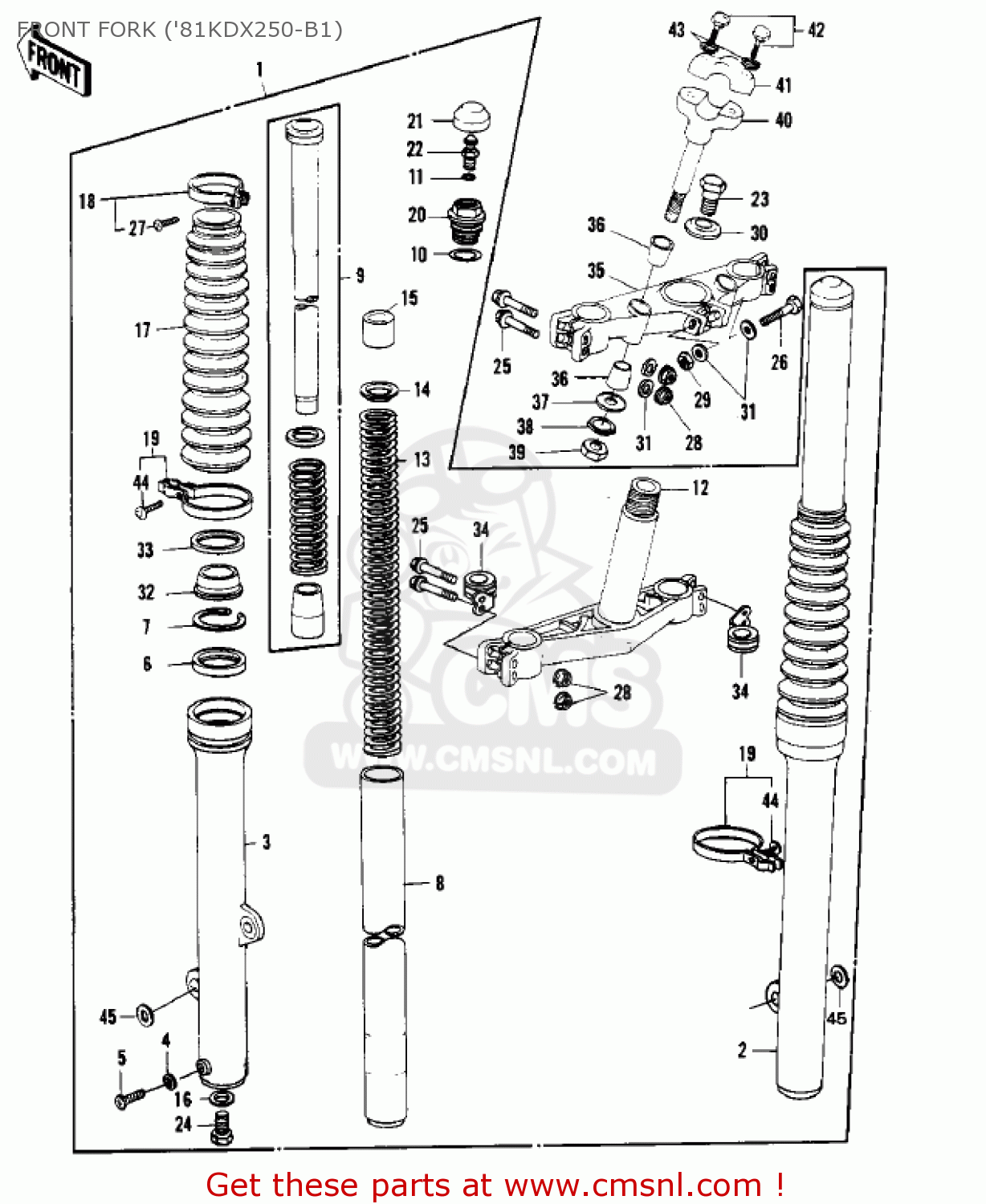 FRONT FORK ('81KDX250-B1) KDX250-B1 KDX250 1981 USA CALIFORNIA CANADA