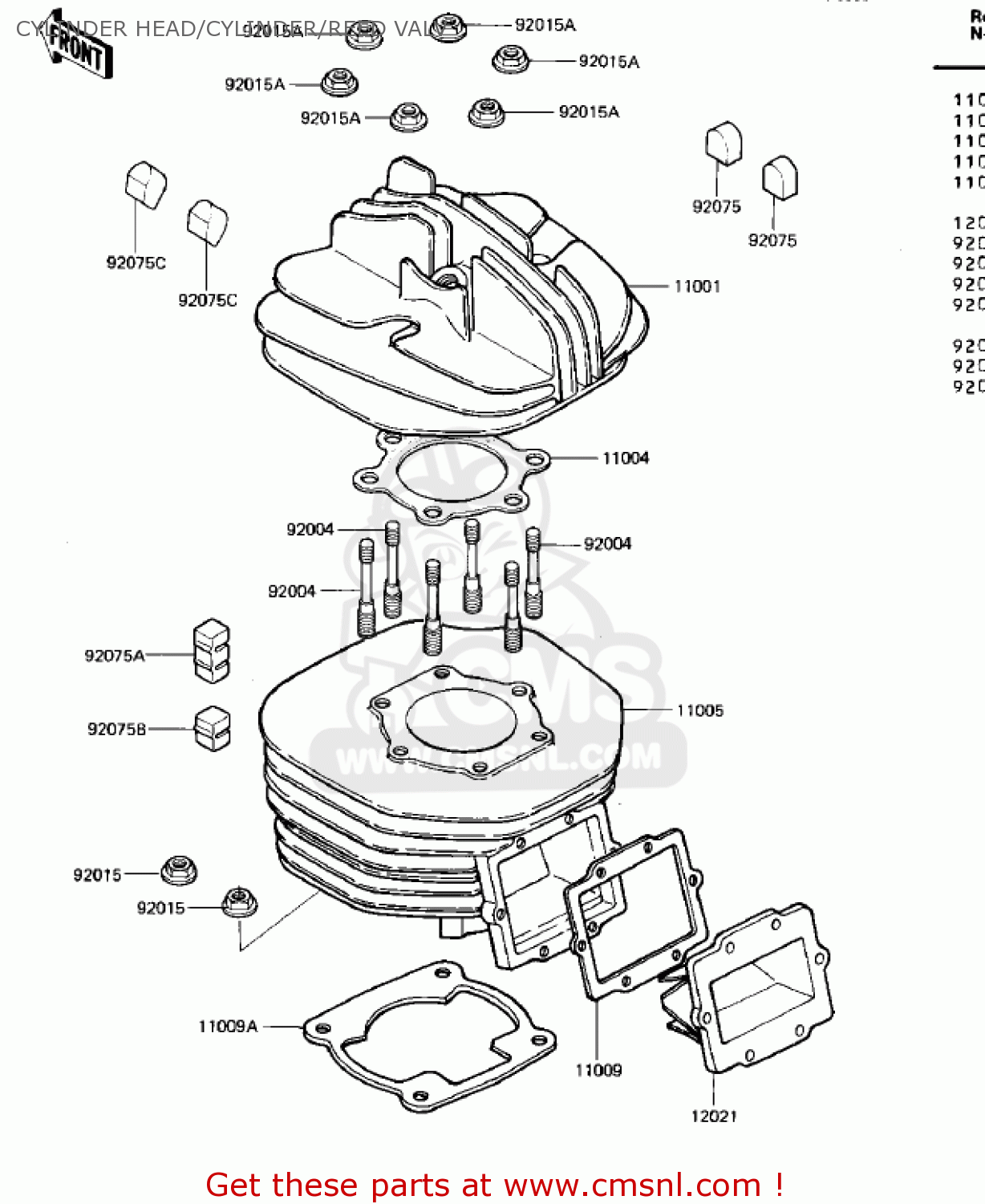 CYLINDER HEAD/CYLINDER/REED VALV KDX250-B1 KDX250 1981 USA CALIFORNIA CANADA