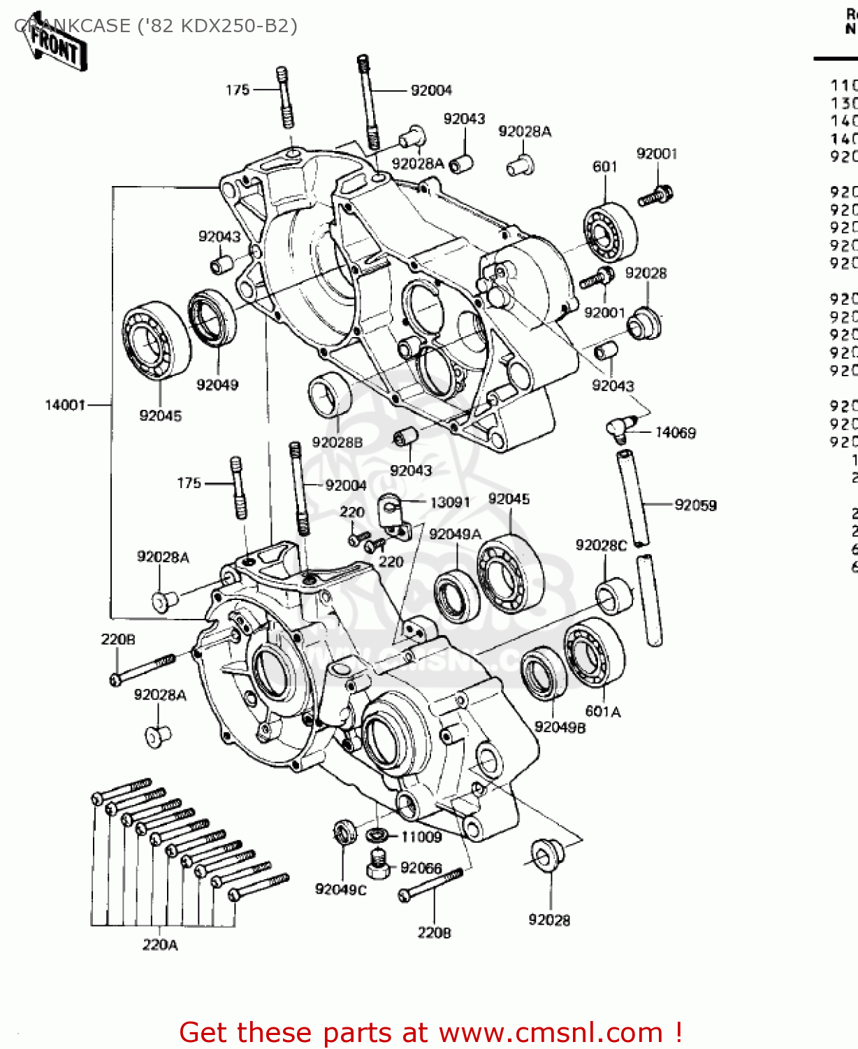 CRANKCASE ('82 KDX250-B2) KDX250-B1 KDX250 1981 USA CALIFORNIA CANADA