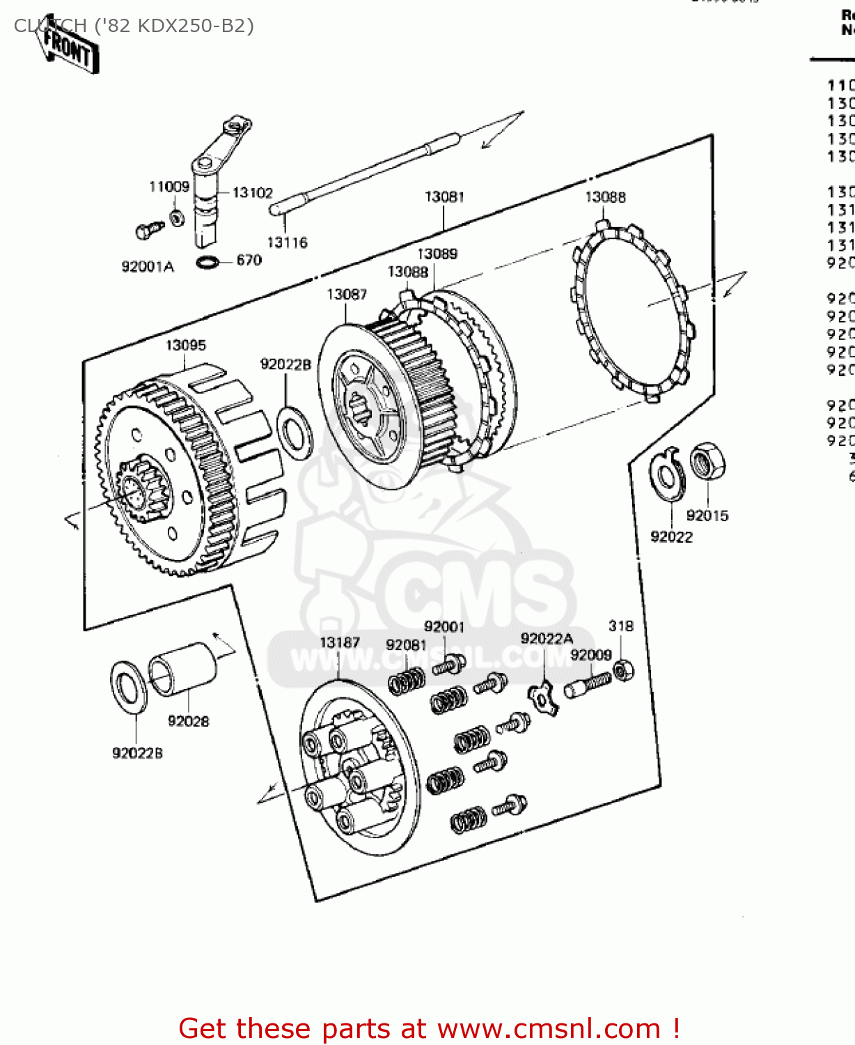 CLUTCH ('82 KDX250-B2) KDX250-B1 KDX250 1981 USA CALIFORNIA CANADA