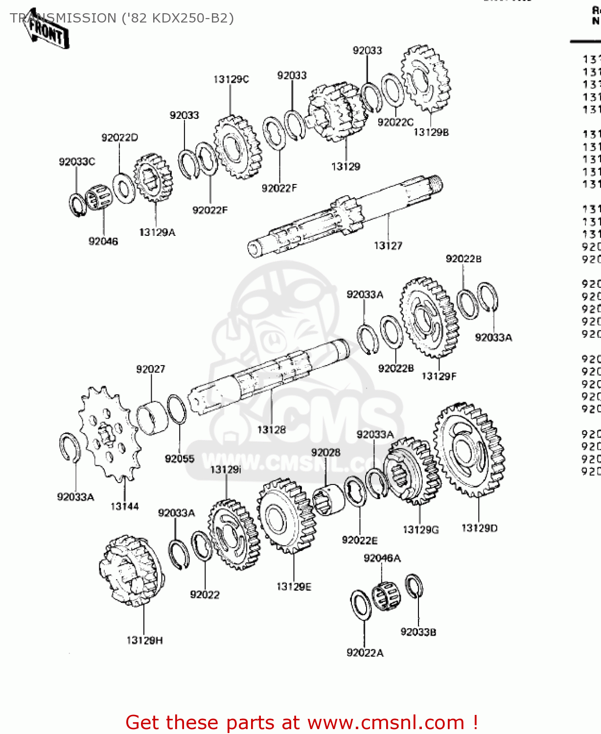 TRANSMISSION ('82 KDX250-B2) KDX250-B1 KDX250 1981 USA CALIFORNIA CANADA