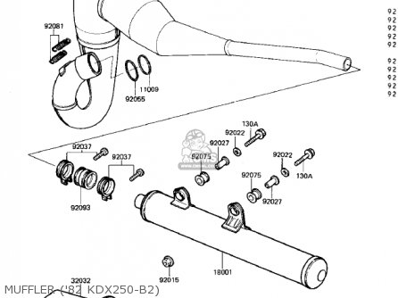 MUFFLER ('82 KDX250-B2) - KDX250-B1 KDX250 1981 USA CALIFORNIA CANADA