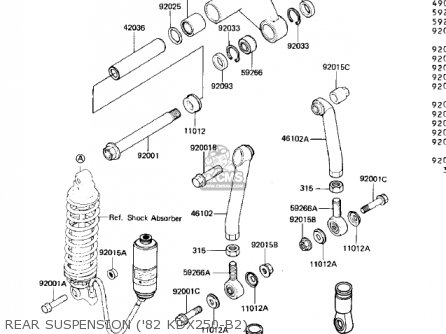 REAR SUSPENSION ('82 KDX250-B2) - KDX250-B1 KDX250 1981 USA CALIFORNIA CANADA