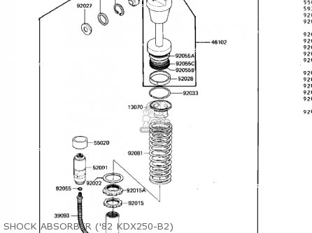 SHOCK ABSORBER ('82 KDX250-B2) - KDX250-B1 KDX250 1981 USA CALIFORNIA CANADA