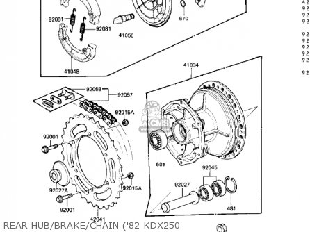 REAR HUB/BRAKE/CHAIN ('82 KDX250 - KDX250-B1 KDX250 1981 USA CALIFORNIA CANADA