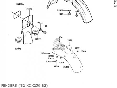 FENDERS ('82 KDX250-B2) - KDX250-B1 KDX250 1981 USA CALIFORNIA CANADA