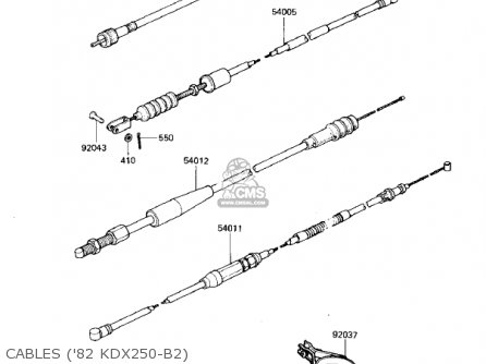 CABLES ('82 KDX250-B2) - KDX250-B1 KDX250 1981 USA CALIFORNIA CANADA
