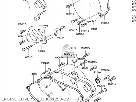 ENGINE COVERS ('82 KDX250-B2) - KDX250-B1 KDX250 1981 USA CALIFORNIA CANADA