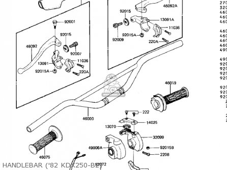 HANDLEBAR ('82 KDX250-B2) - KDX250-B1 KDX250 1981 USA CALIFORNIA CANADA