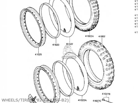 WHEELS/TIRES ('82 KDX250-B2) - KDX250-B1 KDX250 1981 USA CALIFORNIA CANADA