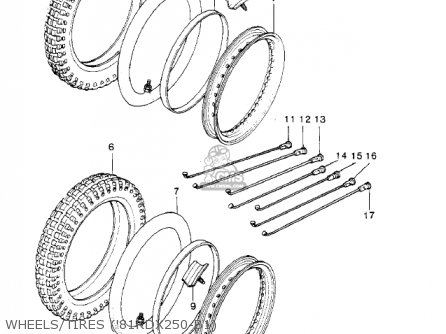 WHEELS/TIRES ('81KDX250-B1) - KDX250-B1 KDX250 1981 USA CALIFORNIA CANADA