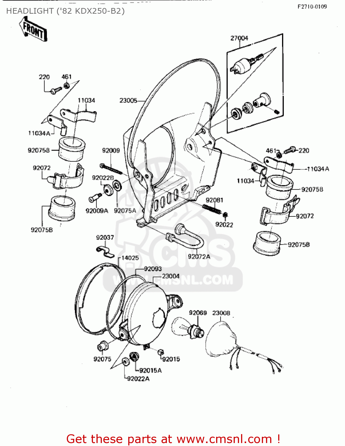 HEADLIGHT ('82 KDX250-B2) KDX250-B2 KDX250 1982 USA CALIFORNIA CANADA