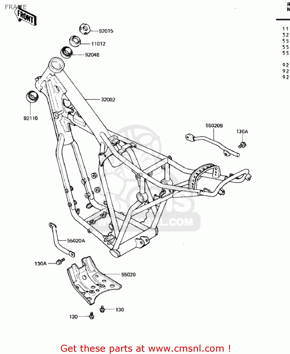 FRAME KDX250-B2 KDX250 1982 USA CALIFORNIA CANADA