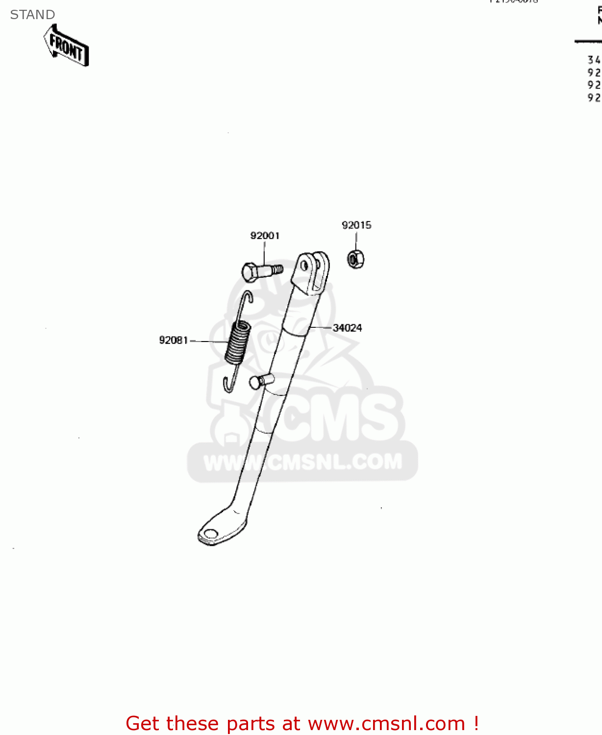 STAND KDX250-B2 KDX250 1982 USA CALIFORNIA CANADA