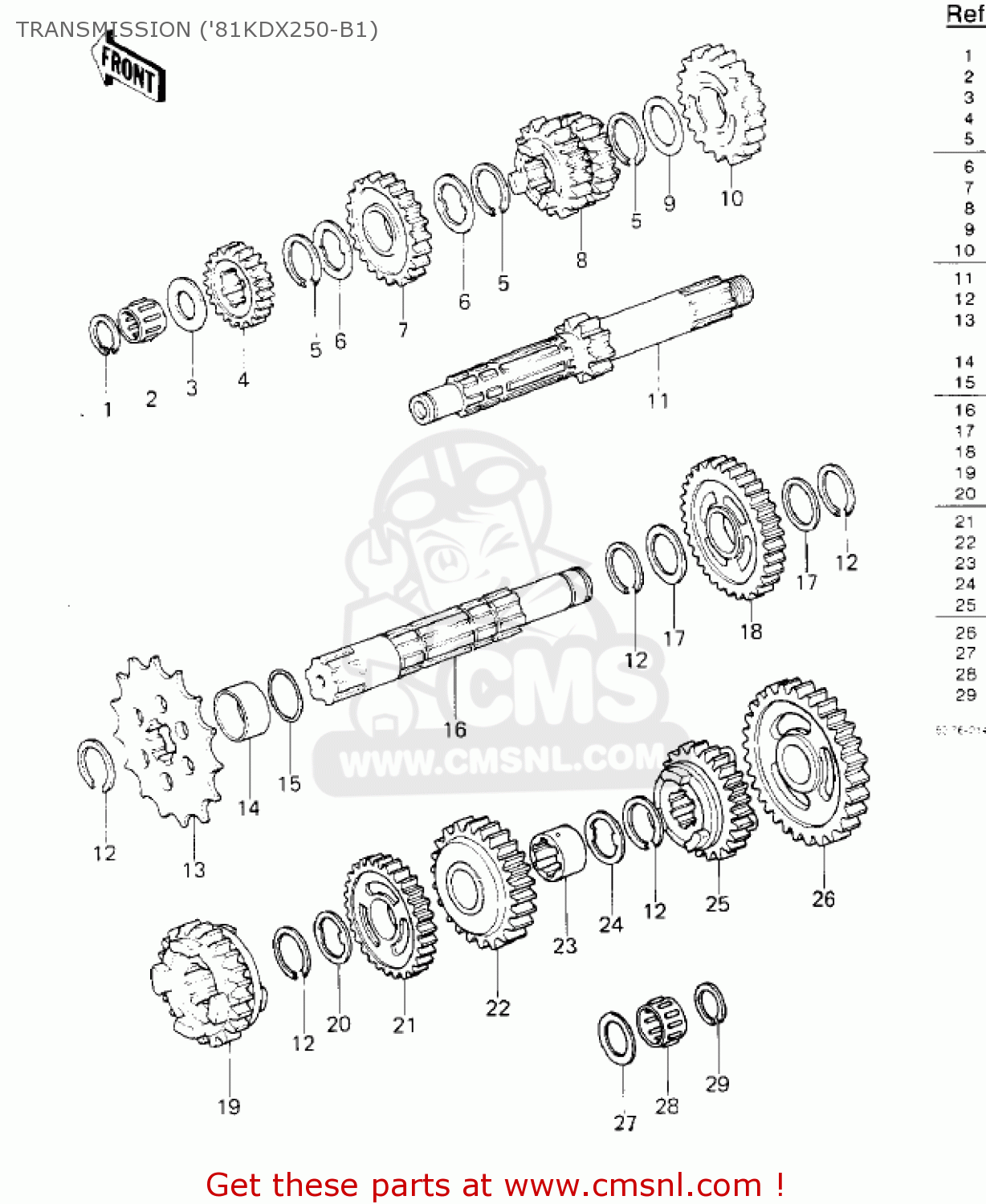 TRANSMISSION ('81KDX250-B1) KDX250-B2 KDX250 1982 USA CALIFORNIA CANADA